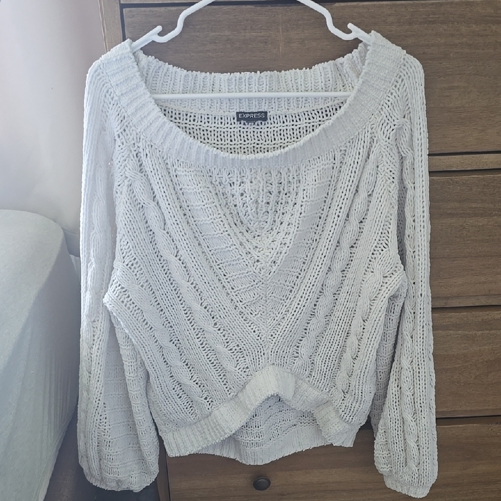 Express Women's White Cable Knit Sweater